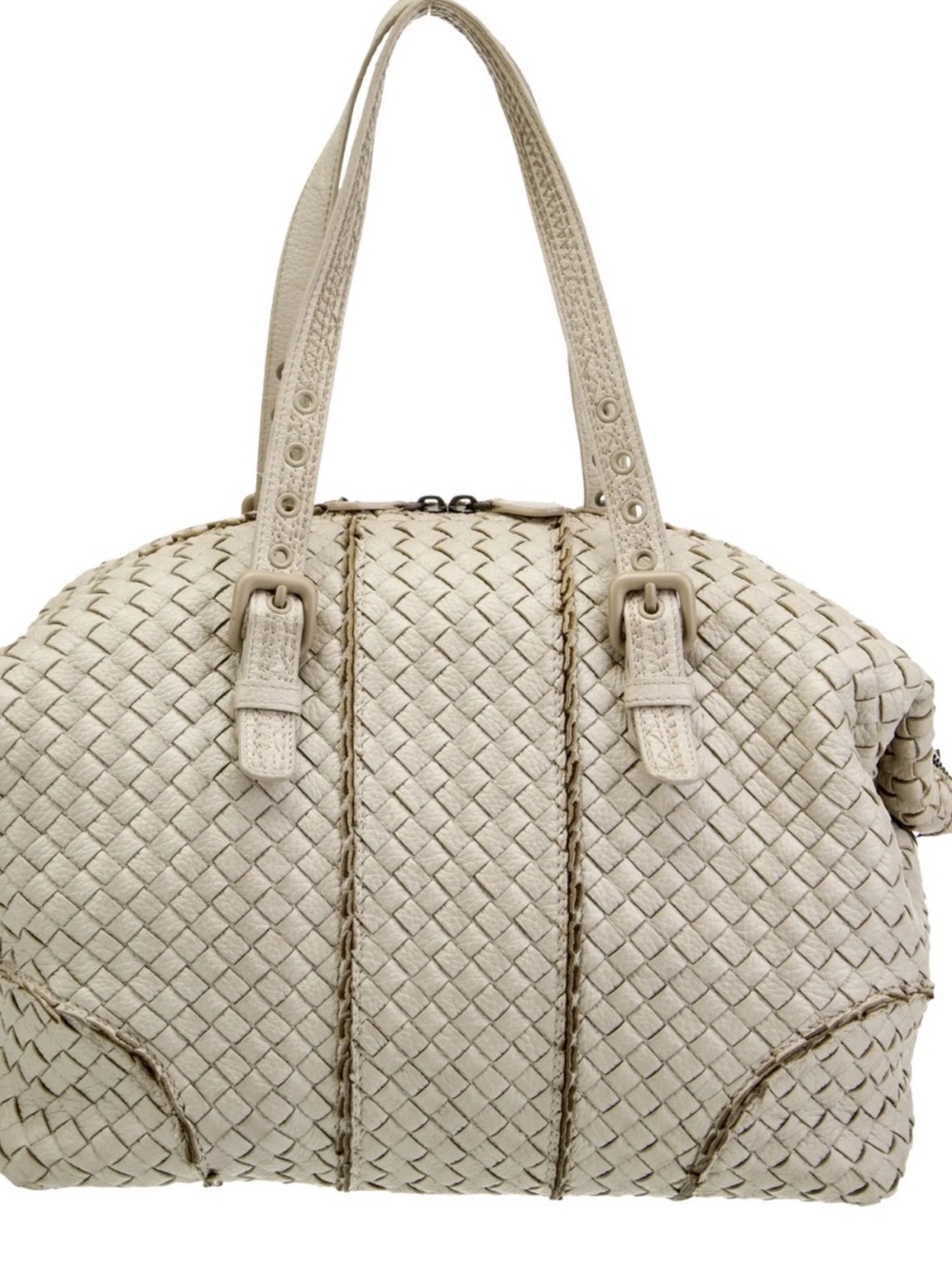 Bottega Veneta, Woven Leather intrecciato Bag in taupe.